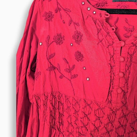 Gudrun sjoden 100% organic cotton floral embroidered ballon sleeve boho tunic M - Picture 4 of 8